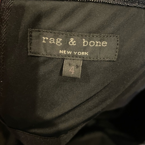 RAG & BONE Indigo Strapless Sweetheart Suede Paneled Denim Pleated Dress Size 4 - Picture 5 of 5